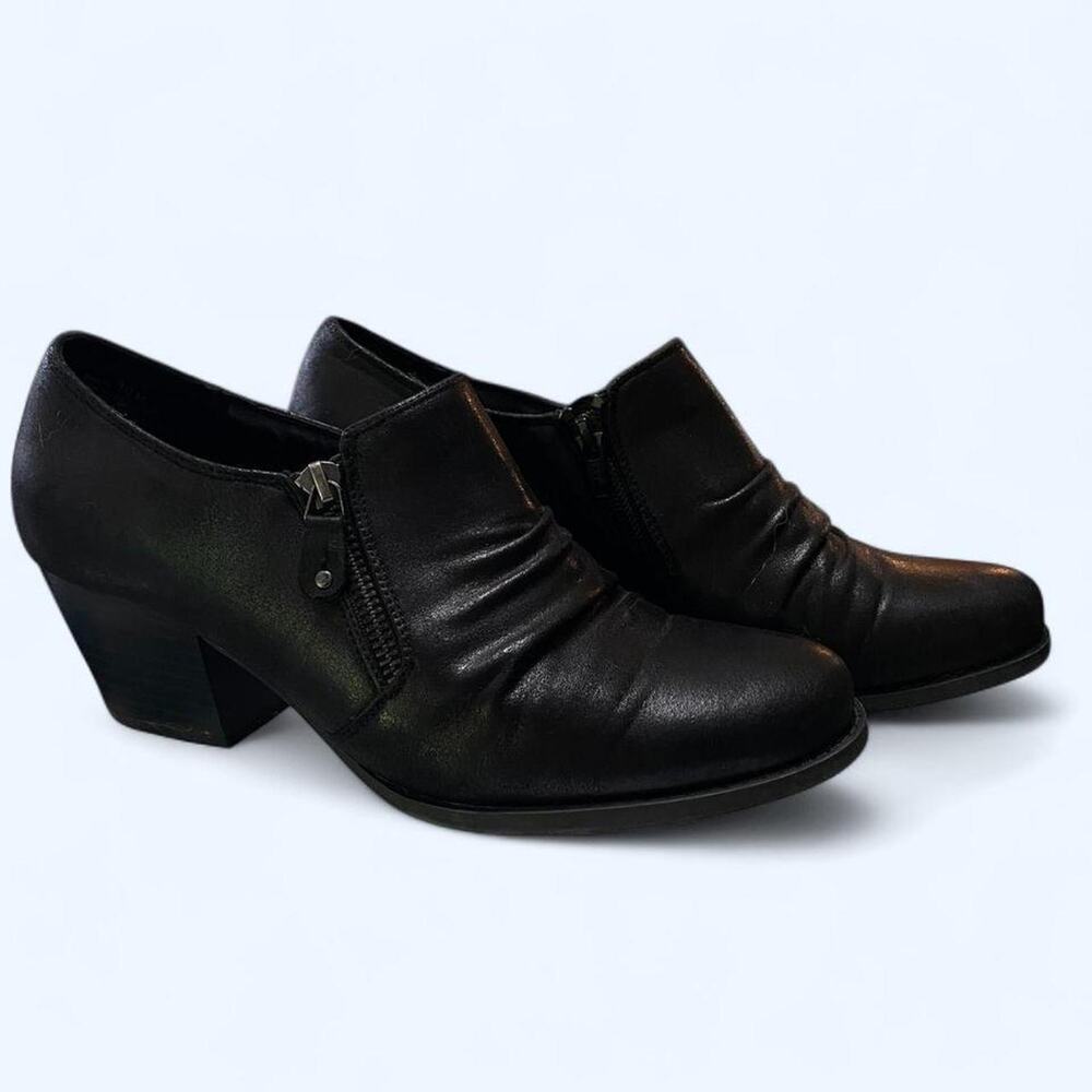 Wearever  Black Leather Ruched Booties Size 10
